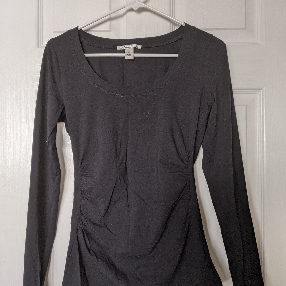 Kenneth Cole size S ruched black tunic top NWOT